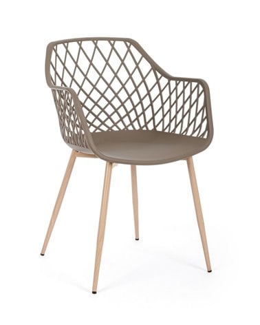 Silla de Polipropileno con Patas Acero Efecto Madera