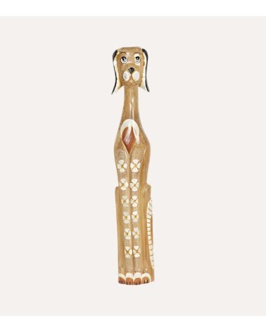 Figura Decorativa de Perro Largo de Madera