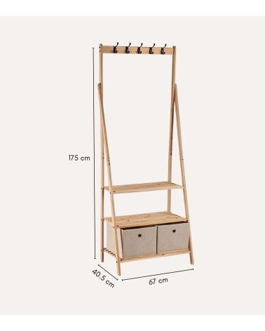Perchero de Pie con 2 Cestas de Almacenmiento