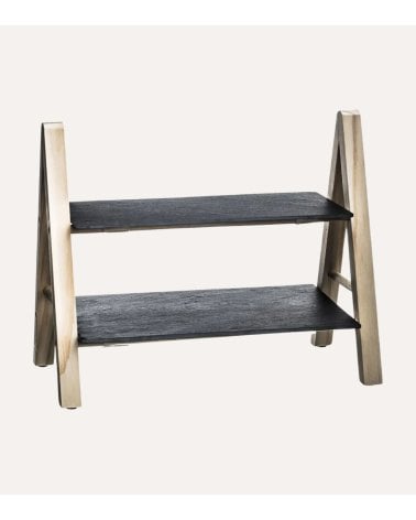 Expositor de 2 Niveles de Pizarra y Madera