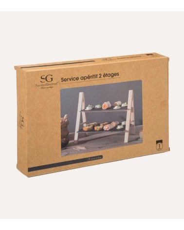 Expositor de 2 Niveles de Pizarra y Madera