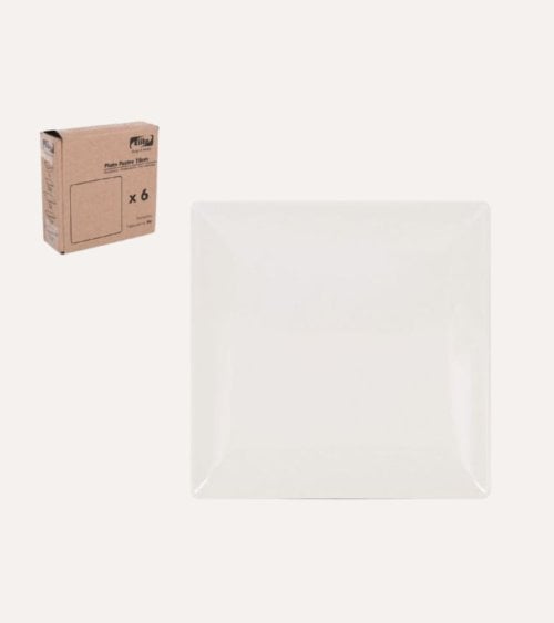 Plato de Postre Cuadrado de Porcelana Ivory