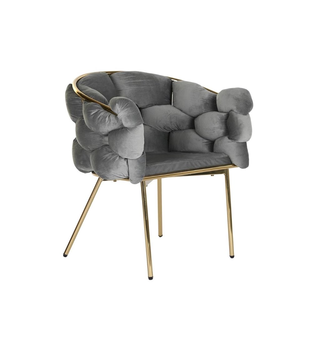 Sillón Nudos de Terciopelo con Pata Dorada