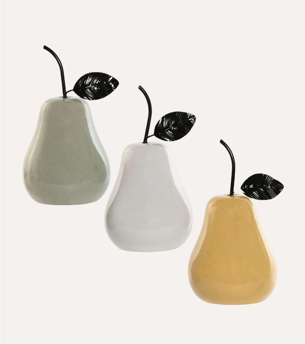 Figura de Pera Decorativa de Porcelana