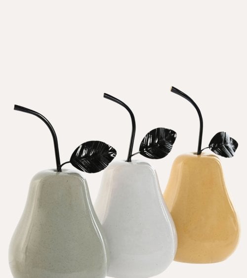 Figura de Pera Decorativa de Porcelana