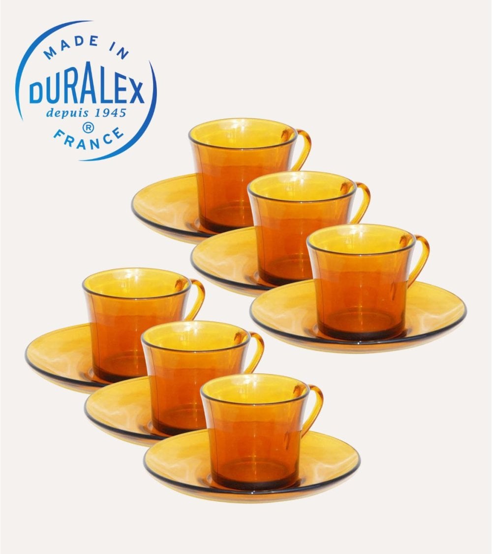 Set de 6 Tazas y Platos Ambar Lys de Duralex