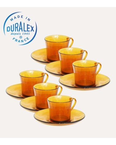 Set de 6 Tazas y Platos Ambar Lys de Duralex