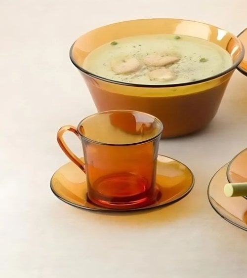 Set de 6 Tazas y Platos Ambar Lys de Duralex