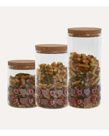 Bote de Cristal con Tapa de Corcho y Diseño de Fruta