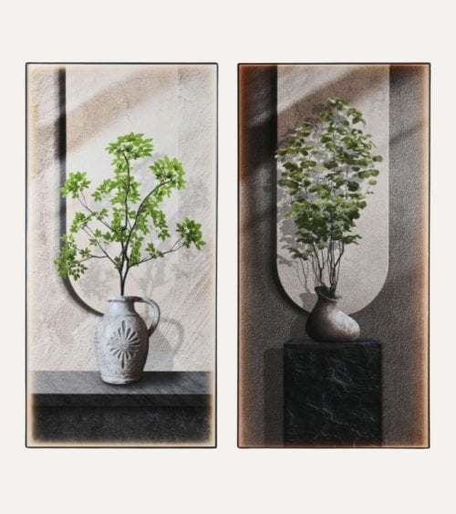 Cuadro de Jarrón Boho con Marco de Aluminio