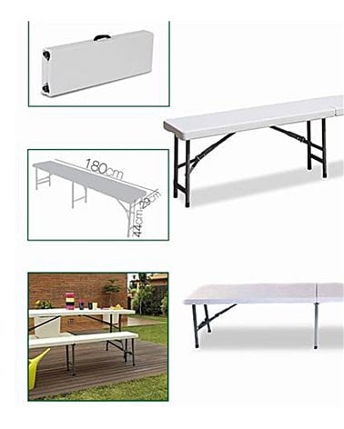 Banco Plegable de PVC y Aluminio color Blanco