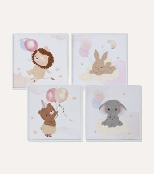 Cuadro Infantil Animalito en las Nubes con Textura