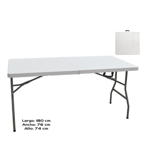 Mesa Plegable de PVC y Aluminio color Blanco
