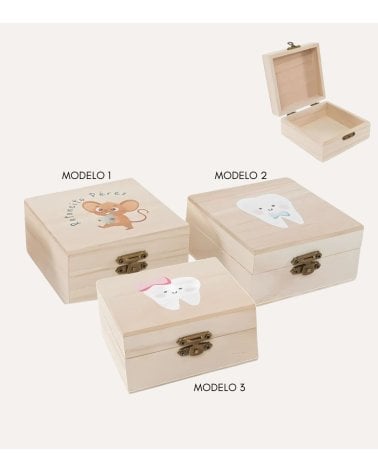 Cajita para Dientes Ratoncito Pérez de Madera