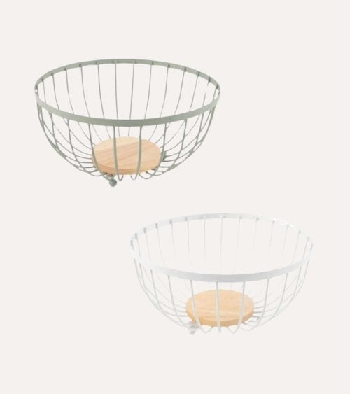 Frutero Redondo de Metal y Madera