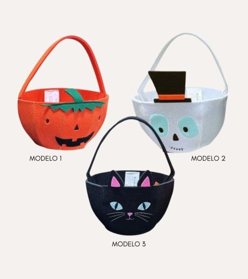 Cesta de Fieltro con Asa de Halloween