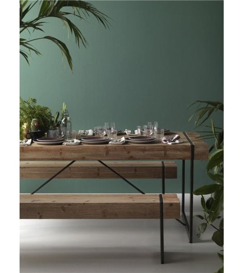 Banco de Madera de Abeto con Patas Metálicas