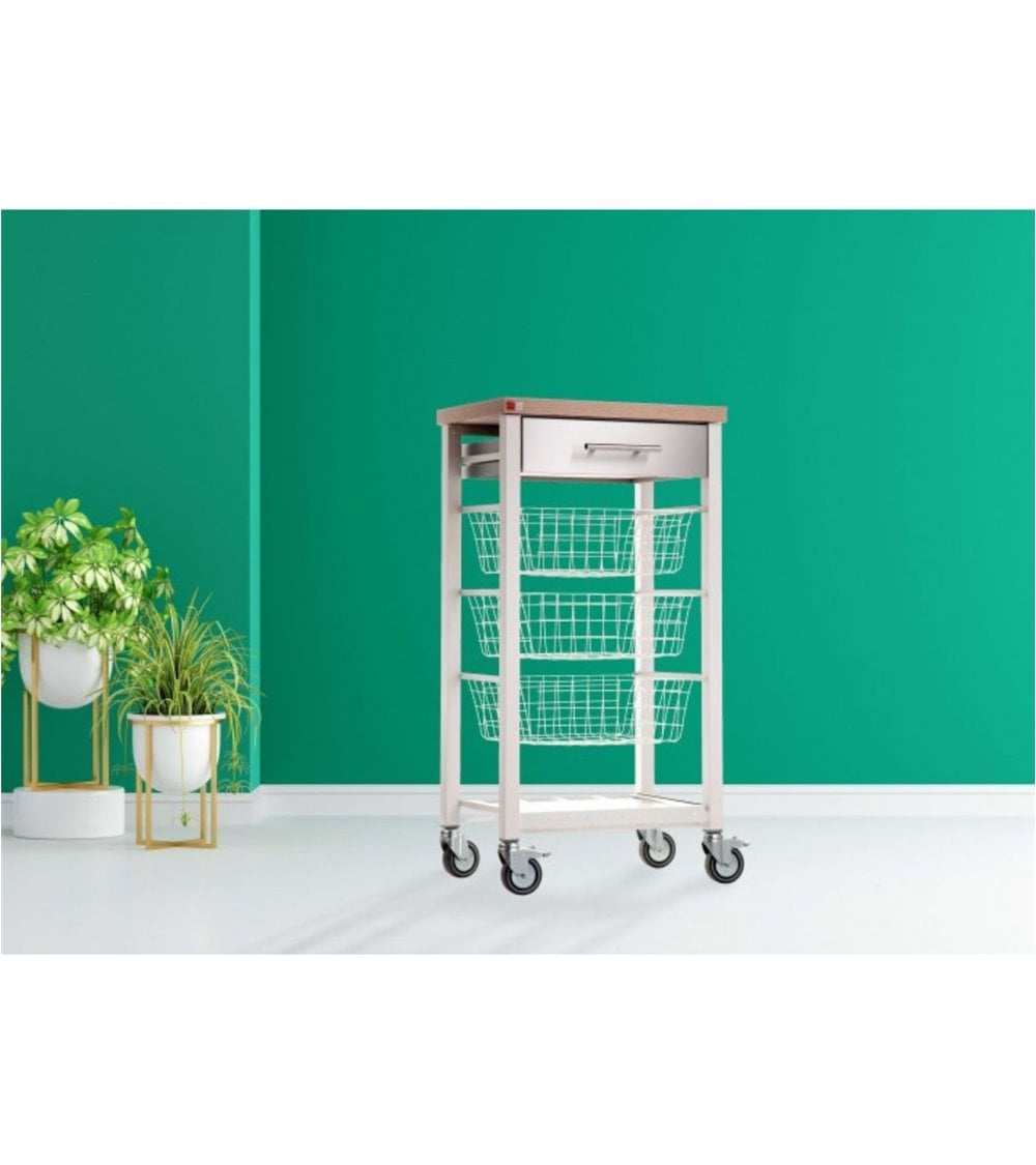 Carro de Cocina Onda con Tres Cestas y Un Cajón