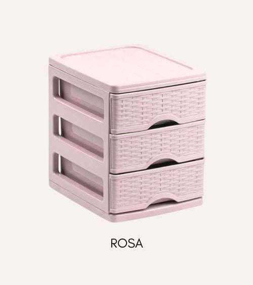 Cajonera Turia con 3 Cajones Pastel Mimbre