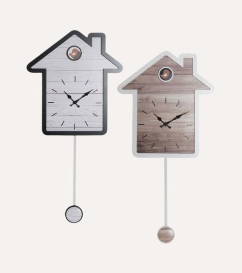 Reloj de Pared en Forma de Casa con Péndulo