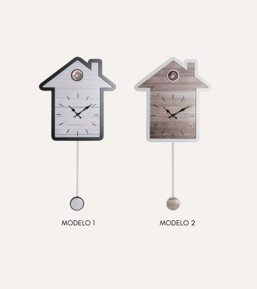 Reloj de Pared en Forma de Casa con Péndulo
