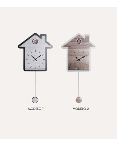 Reloj de Pared en Forma de Casa con Péndulo