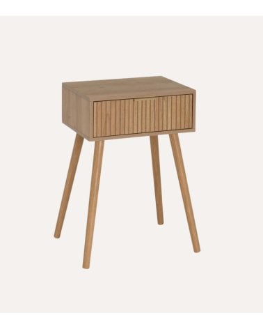 Mesita de Noche de Melamina y Madera de Pino