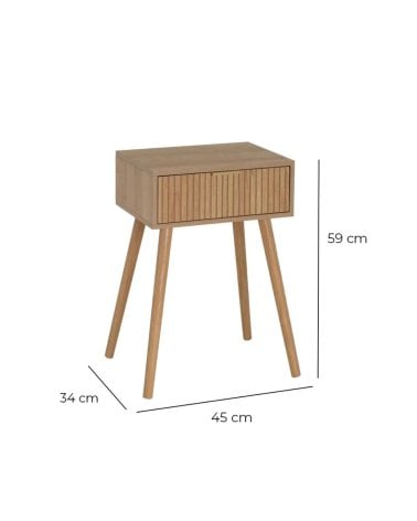Mesita de Noche de Melamina y Madera de Pino