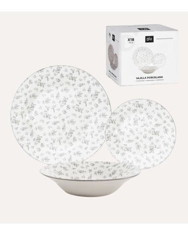 Vajilla de 18 Piezas Grey de Porcelana