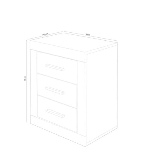 Mesita de Noche con Tres Cajones Lara