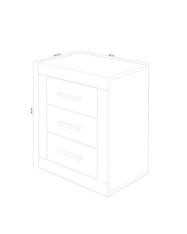 Mesita de Noche con Tres Cajones Lara