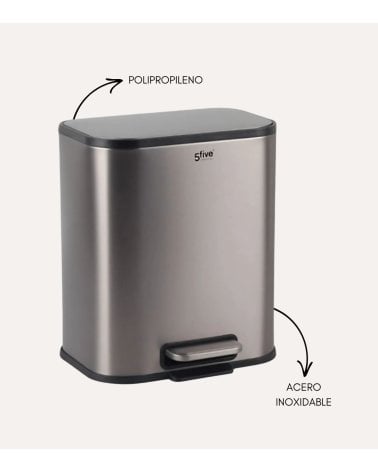 Cubo de Basura Mate de Pedal de Acero Inox y PP