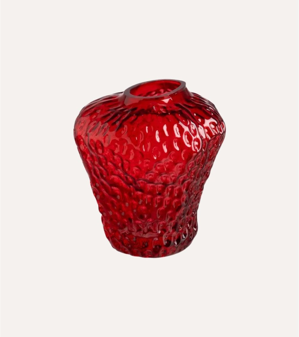 Jarrón de Fresa de Cristal Irregular