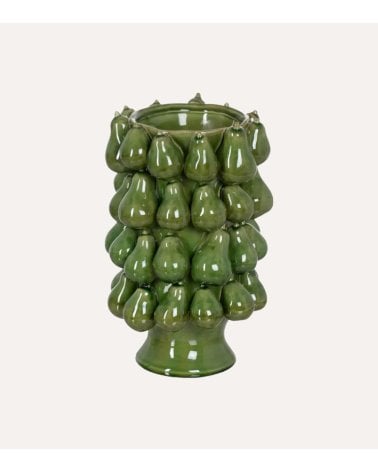 Jarrón de Peras Verde de Cerámica