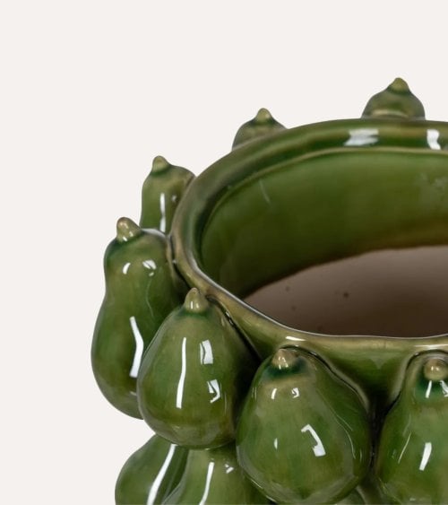 Jarrón de Peras Verde de Cerámica