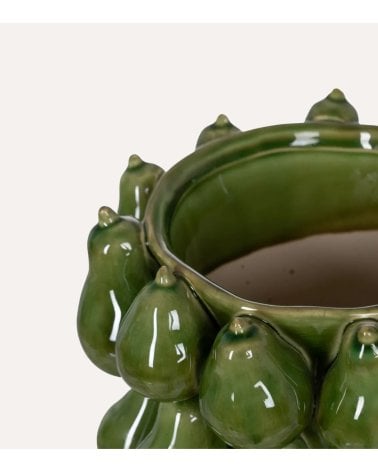 Jarrón de Peras Verde de Cerámica