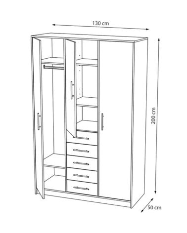 Armario Cortéz de 3 Puertas y 5 Cajones