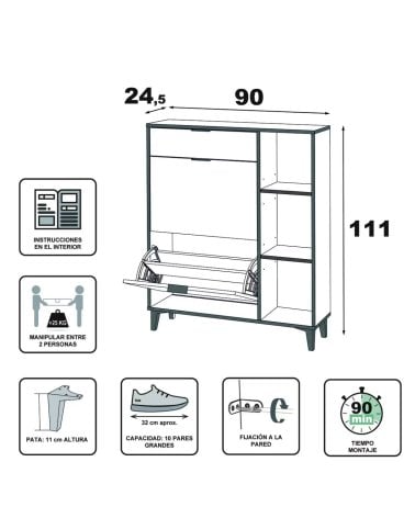 Zapatero Roble Albar con Trampones y Baldas