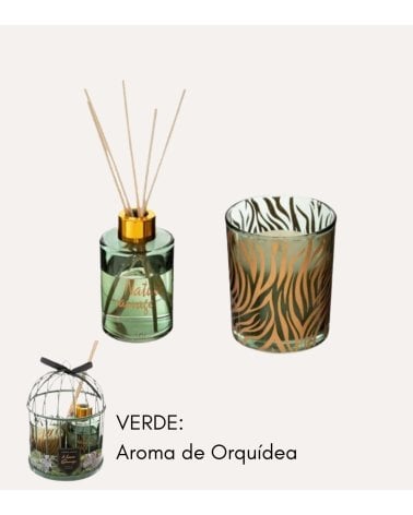 Set de Fragancia: Vela y Varillas Aromáticas en Jaula Decorativa