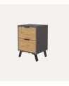 Mesita de Noche Salor Gris y Roble de 2 Cajones