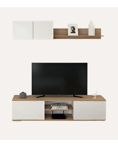 Composición de Salón Roble y Blanco de 2 Piezas