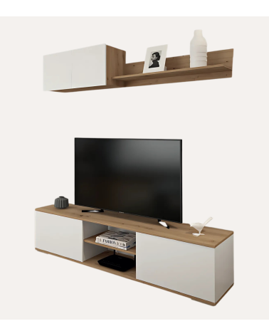 Composición de Salón Roble y Blanco de 2 Piezas