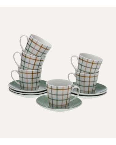 Set de 6 Tazas y Platos Peter de Porcelana