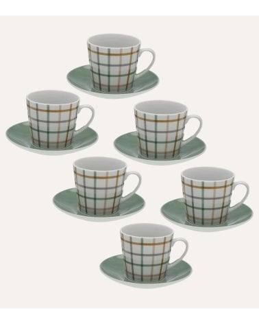 Set de 6 Tazas y Platos Peter de Porcelana