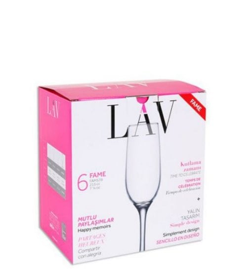 Set 6 Copas de Champagne en Cristal Transparente