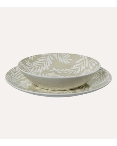 Vajilla de 18 Piezas Ramas Beige de Porcelana