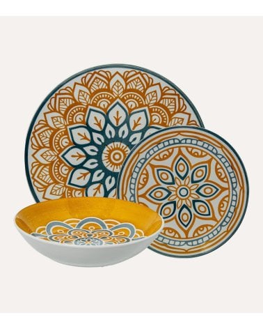 Vajilla de 18 Piezas Cúrcuma de Porcelana