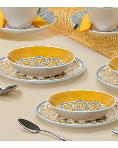 Vajilla de 18 Piezas Cúrcuma de Porcelana