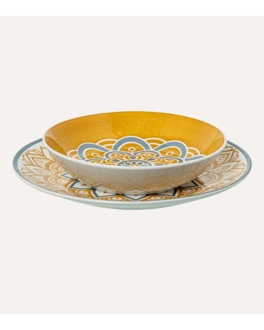 Vajilla de 18 Piezas Cúrcuma de Porcelana