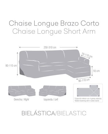 Funda de Sofá Chaise Longue Bielástica de Brazo Corto Bronx